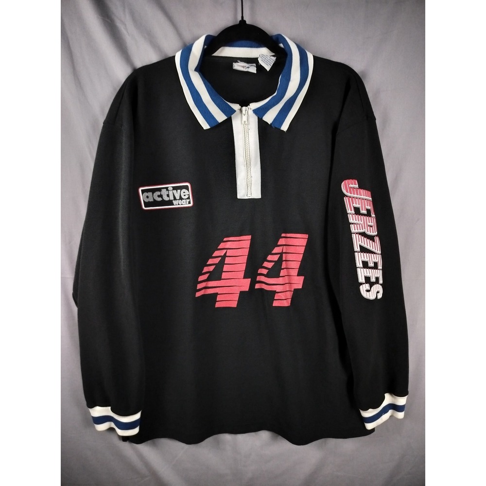 Jerzees 1/4 zip Rugby Jersey Men XL Black Active Wear 44 90s Streetwear Gorpcore